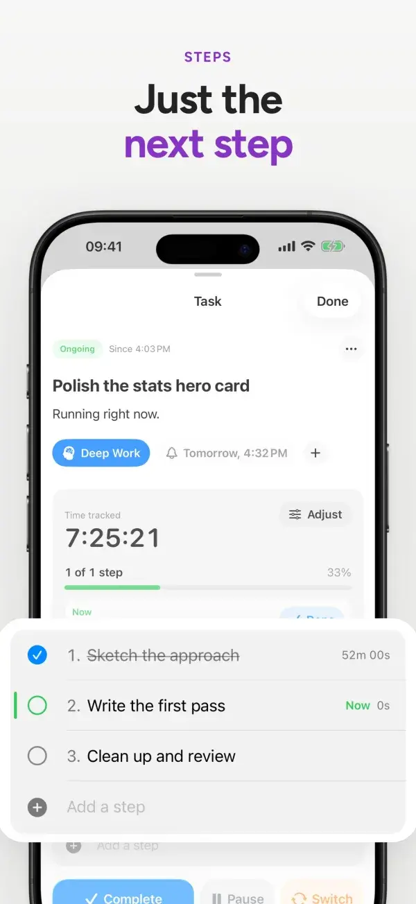 Don't Forget screen: Just the next step