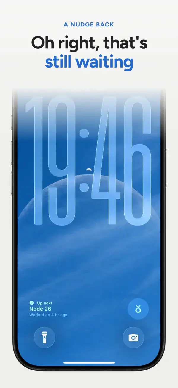Don't Forget screen: A gentle nudge back