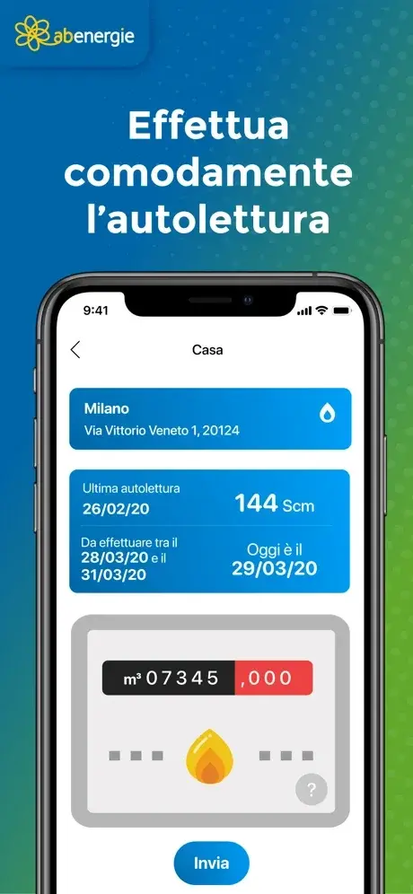 Schermata di My ABenergie: Effettua l'autolettura