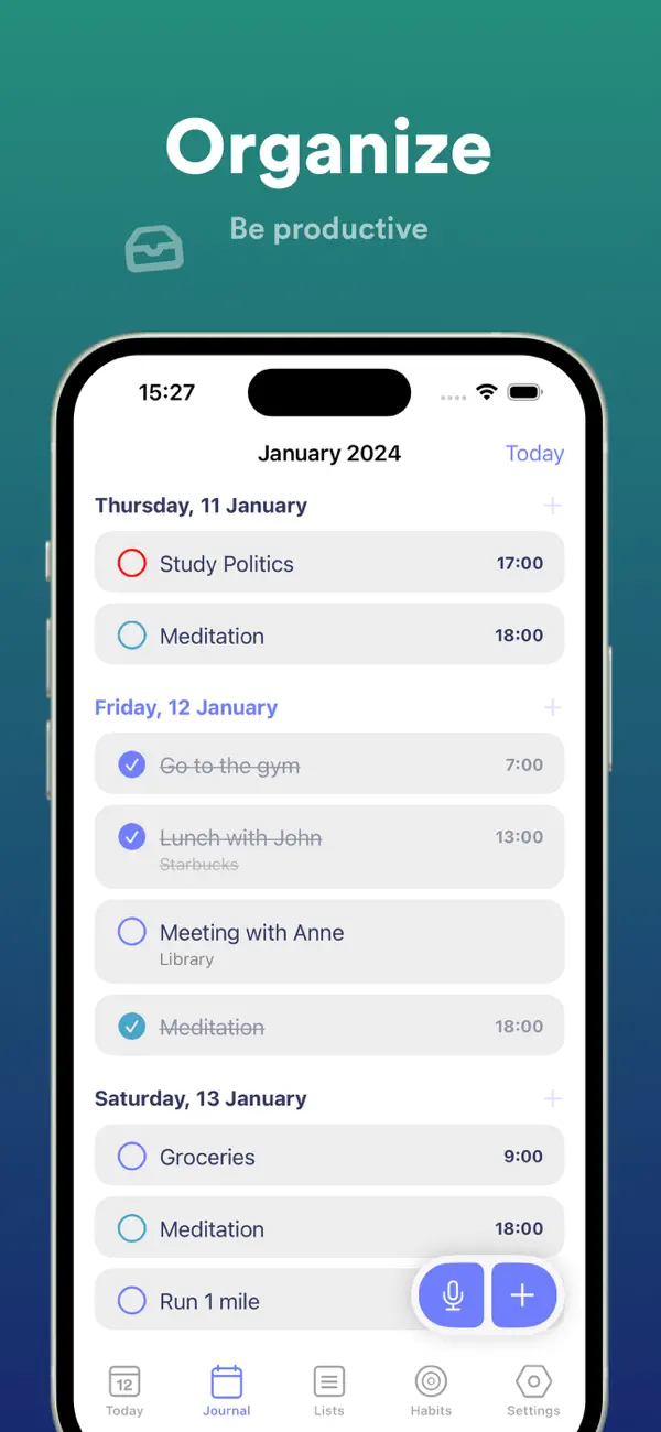 Aware Stay organized App Screenshot