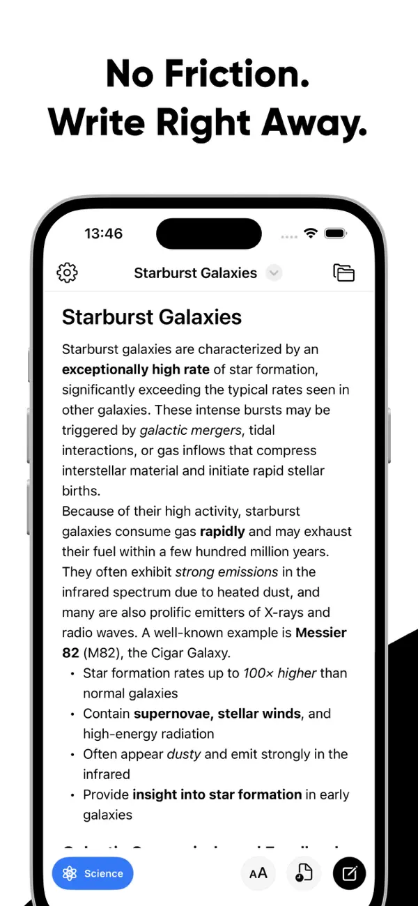 Brain Dump: Notes & Writing No friction, write right away App Screenshot