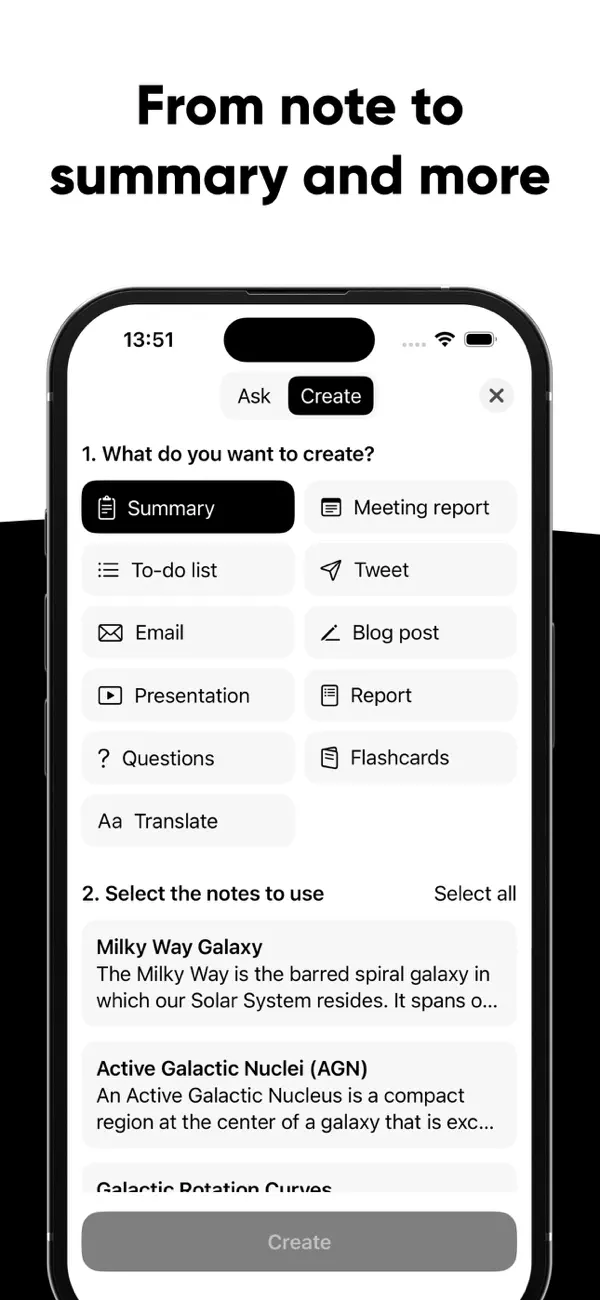 Brain Dump: Notes & Writing Transform your notes with AI App Screenshot