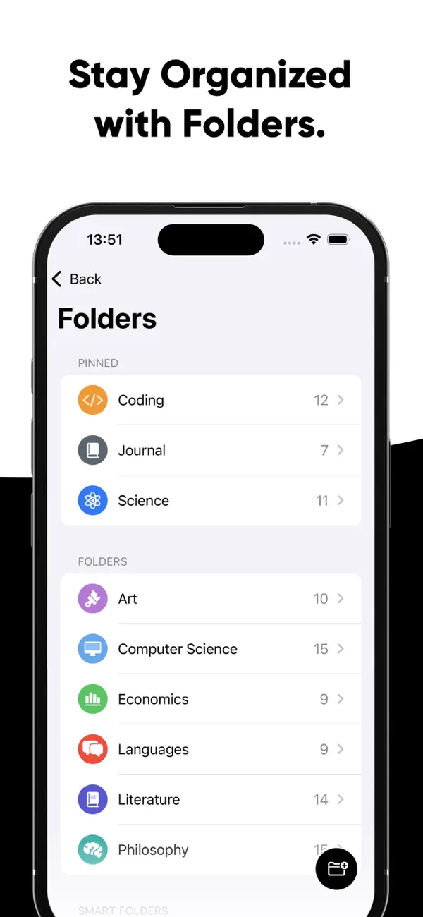 Brain Dump: Notes & Writing Stay organized with folders App Screenshot